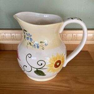 FTD ceramic cream floral print pitcher